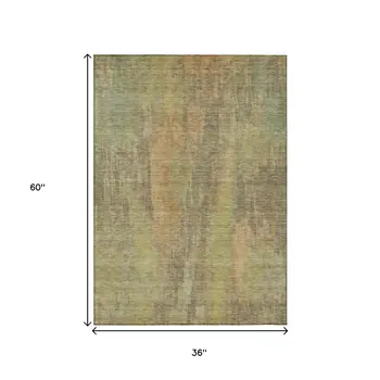 3' X 5' Taupe And Copper Abstract Washable Indoor Outdoor Area Rug