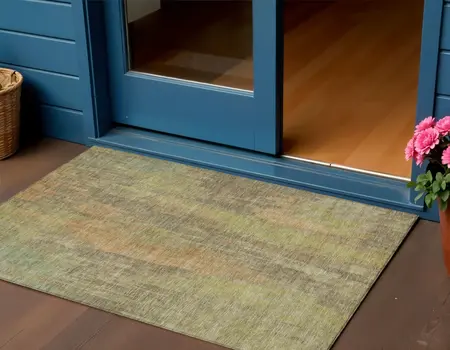 3' X 5' Taupe And Copper Abstract Washable Indoor Outdoor Area Rug