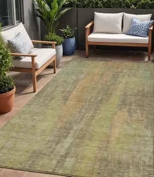 5' X 8' Taupe And Copper Abstract Washable Indoor Outdoor Area Rug