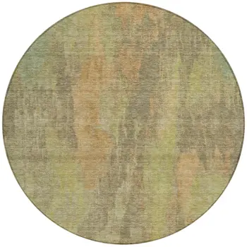 8' Taupe And Copper Round Abstract Washable Indoor Outdoor Area Rug