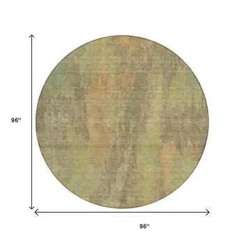 8' Taupe And Copper Round Abstract Washable Indoor Outdoor Area Rug