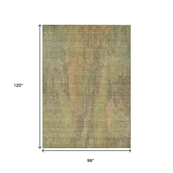 8' X 10' Taupe And Copper Abstract Washable Indoor Outdoor Area Rug