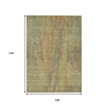 9' X 12' Taupe And Copper Abstract Washable Indoor Outdoor Area Rug