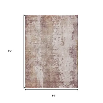 5' X 8' Blush And Ivory Abstract Washable Indoor Outdoor Area Rug