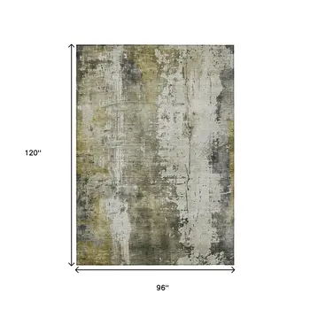 8' X 10' Pewter And Ivory Abstract Washable Indoor Outdoor Area Rug