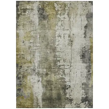9' X 12' Pewter And Ivory Abstract Washable Indoor Outdoor Area Rug