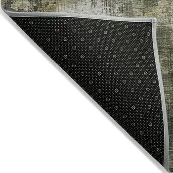 9' X 12' Pewter And Ivory Abstract Washable Indoor Outdoor Area Rug