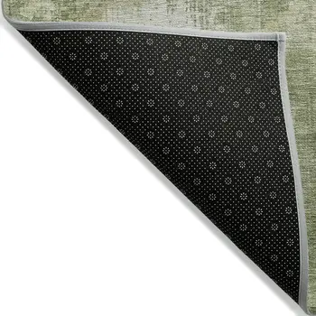 8' X 10' Sage And Ivory Abstract Washable Indoor Outdoor Area Rug