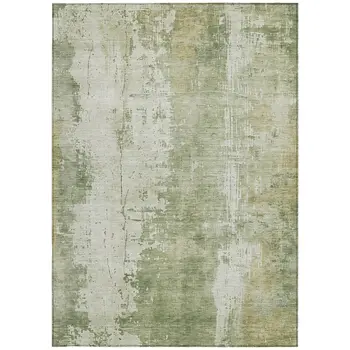 8' X 10' Sage And Ivory Abstract Washable Indoor Outdoor Area Rug