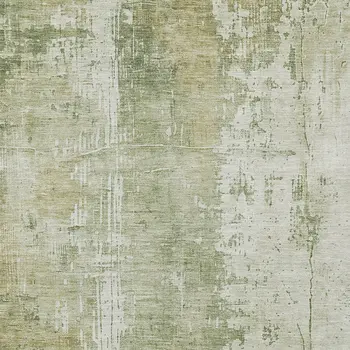 9' X 12' Sage And Ivory Abstract Washable Indoor Outdoor Area Rug