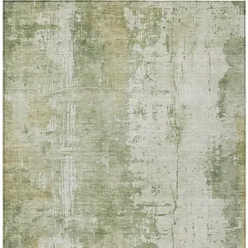 10' X 14' Sage And Ivory Abstract Washable Indoor Outdoor Area Rug