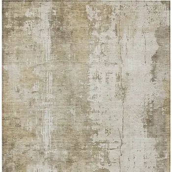 3' X 5' Taupe And Ivory Abstract Washable Indoor Outdoor Area Rug