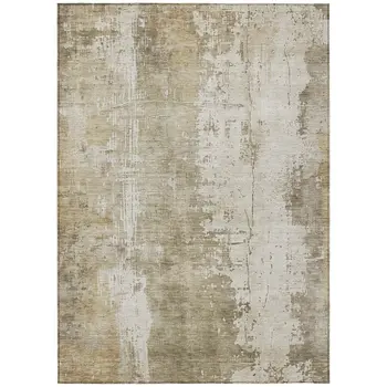 8' X 10' Taupe And Ivory Abstract Washable Indoor Outdoor Area Rug