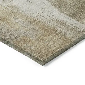 10' X 14' Taupe And Ivory Abstract Washable Indoor Outdoor Area Rug