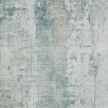 10' X 14' Turquoise And Ivory Abstract Washable Indoor Outdoor Area Rug