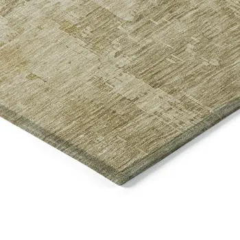 3' X 5' Beige And Wheat Abstract Washable Indoor Outdoor Area Rug