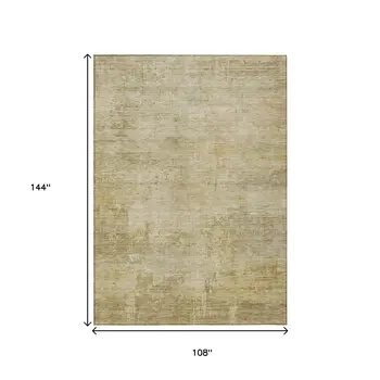 9' X 12' Beige And Wheat Abstract Washable Indoor Outdoor Area Rug