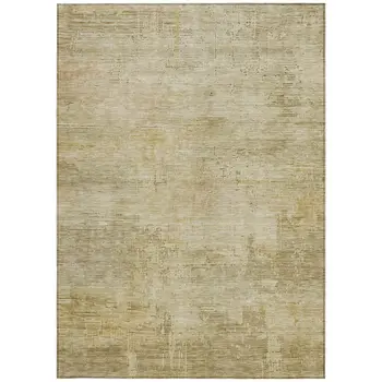 10' X 14' Beige And Wheat Abstract Washable Indoor Outdoor Area Rug