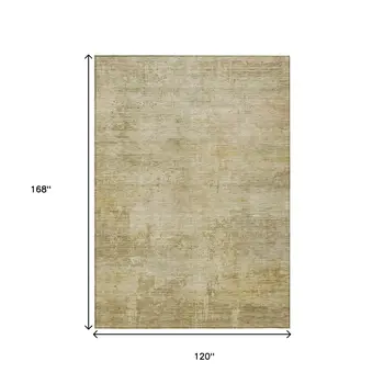 10' X 14' Beige And Wheat Abstract Washable Indoor Outdoor Area Rug