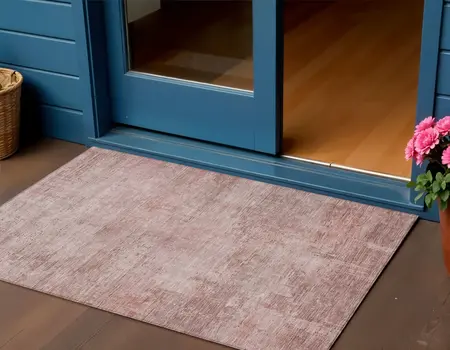 3' X 5' Blush And Pink Abstract Washable Indoor Outdoor Area Rug