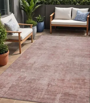 5' X 8' Blush And Pink Abstract Washable Indoor Outdoor Area Rug