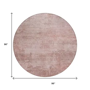 8' Blush And Pink Round Abstract Washable Indoor Outdoor Area Rug