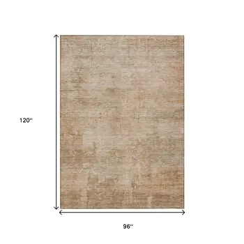 8' X 10' Coral And Beige Abstract Washable Indoor Outdoor Area Rug