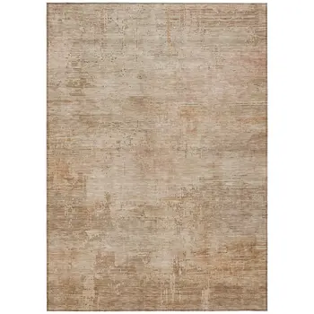 8' X 10' Coral And Beige Abstract Washable Indoor Outdoor Area Rug
