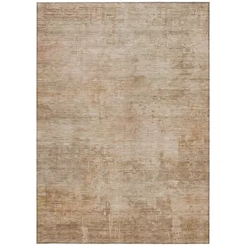 8' X 10' Coral And Beige Abstract Washable Indoor Outdoor Area Rug