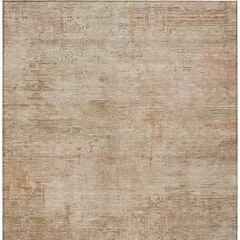 9' X 12' Coral And Beige Abstract Washable Indoor Outdoor Area Rug