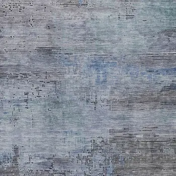 9' X 12' Gray And Blue Abstract Washable Indoor Outdoor Area Rug