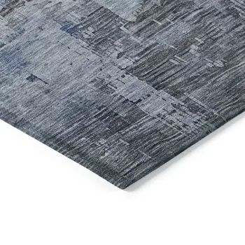 10' X 14' Gray And Blue Abstract Washable Indoor Outdoor Area Rug