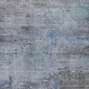 10' X 14' Gray And Blue Abstract Washable Indoor Outdoor Area Rug