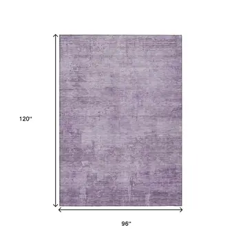 8' X 10' Lavender And Plum Abstract Washable Indoor Outdoor Area Rug