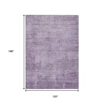 10' X 14' Lavender And Plum Abstract Washable Indoor Outdoor Area Rug