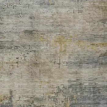 9' X 12' Pewter And Wheat Abstract Washable Indoor Outdoor Area Rug
