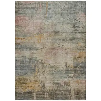 9' X 12' Sage And Beige Abstract Washable Indoor Outdoor Area Rug