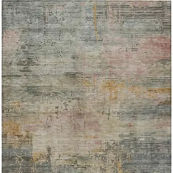 10' X 14' Sage And Beige Abstract Washable Indoor Outdoor Area Rug