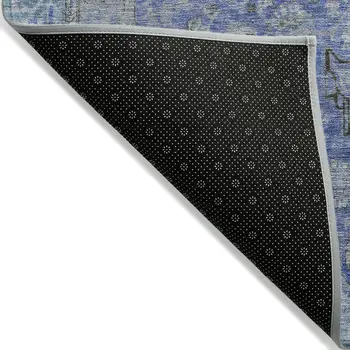 3' X 5' Blue And Gray Medallion Washable Indoor Outdoor Area Rug