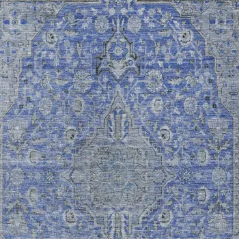 3' X 5' Blue And Gray Medallion Washable Indoor Outdoor Area Rug