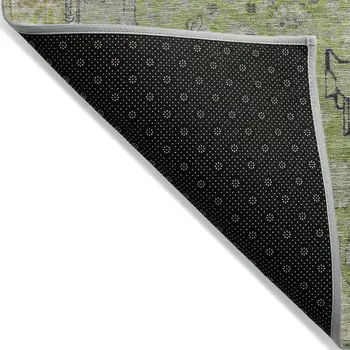 8' X 10' Lime Green And Gray Medallion Washable Indoor Outdoor Area Rug