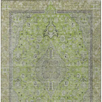 8' X 10' Lime Green And Gray Medallion Washable Indoor Outdoor Area Rug