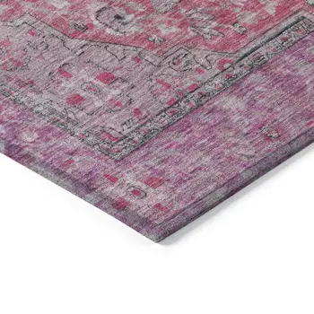 8' X 10' Pink And Lavender Medallion Washable Indoor Outdoor Area Rug