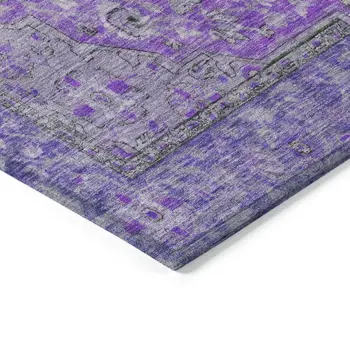 3' X 5' Purple And Gray Medallion Washable Indoor Outdoor Area Rug