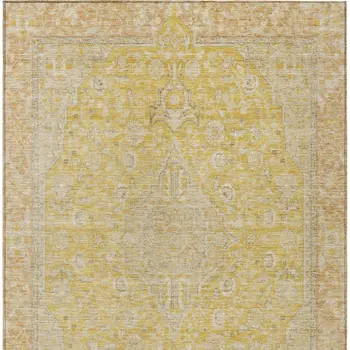 3' X 5' Wheat And Gold Medallion Washable Indoor Outdoor Area Rug