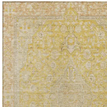 8' X 10' Wheat And Gold Medallion Washable Indoor Outdoor Area Rug