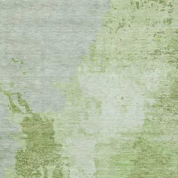 5' X 8' Artichoke Green And Olive Green Abstract Washable Indoor Outdoor Area Rug