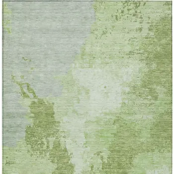 8' X 10' Artichoke Green And Olive Green Abstract Washable Indoor Outdoor Area Rug
