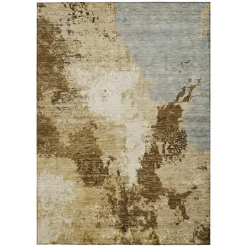 3' X 5' Brown And Beige Abstract Washable Indoor Outdoor Area Rug