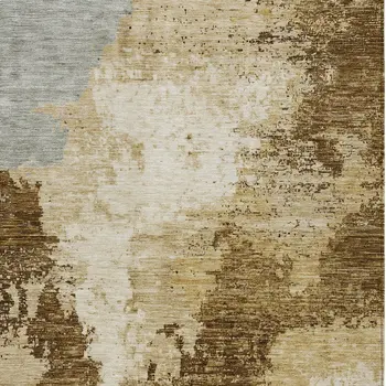 5' X 8' Brown And Beige Abstract Washable Indoor Outdoor Area Rug
